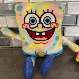 SpongeBob SquarePants Rainbow Tie-Dye Colorful Hanging Plush / Nickelodeon / NEW